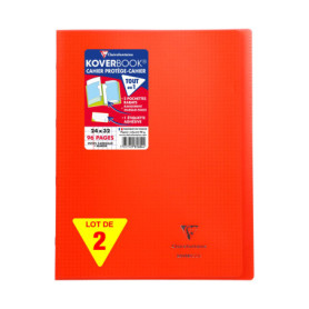 Lot de 2 Cahiers Agrafés Koverbook Rouges - 24x32 cm - 96 Pages
