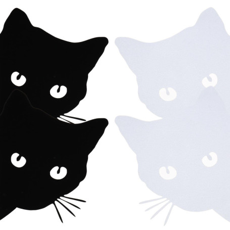 Autocollants de Voiture Chat Caricatural - 4pcs Décorations Amusantes