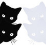 Autocollants de Voiture Chat Caricatural - 4pcs Décorations Amusantes