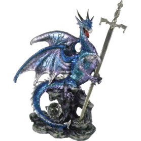 Ouvre-lettre Dragon Bleu en Résine - 23 cm
