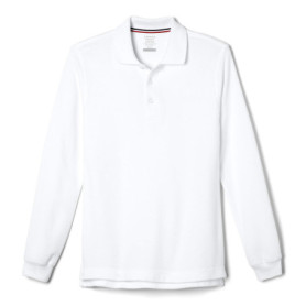 Polo Piqué à Manches Longues Unisexe pour Enfant - Blanc