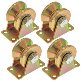 Skelang Lot de 4 Roues à Rainure en V de 5,1 cm pour Portails Coulissants