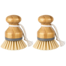 Lot de 2 Brosses à Récurer en Bambou MR.SIGA pour Vaisselle et Casseroles