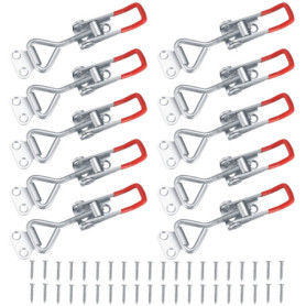 Lot de 10 Pinces Bascule en Métal Rouge - Sauterelles Réglables pour Fixation