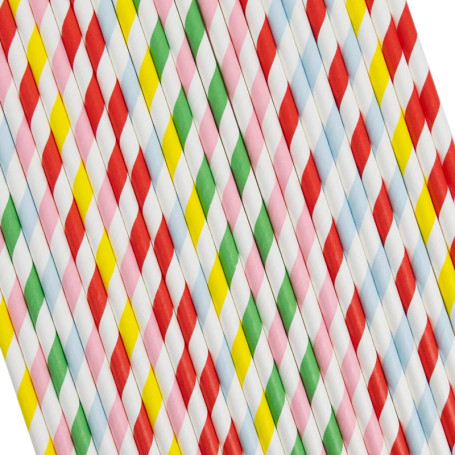 Lot de 100 pailles en papier multicolores pour fêtes