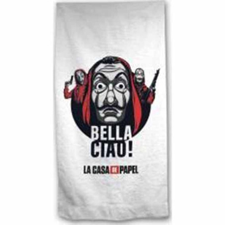 Serviette de Bain La Casa de Papel en Microfibre - 140x70cm - Blanc