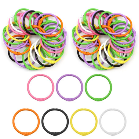 VEGCOO - Lot de 30 Anneaux de Reliure Métalliques Colorés pour Classeur et Scrapbooking