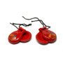 Petites Castagnettes Espagnoles en Bois de Pin - Rouge Uni 6 cm