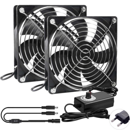 Lot de 2 ventilateurs 120 mm ALAMSCN avec contrôle de vitesse pour PC et appareils électroniques