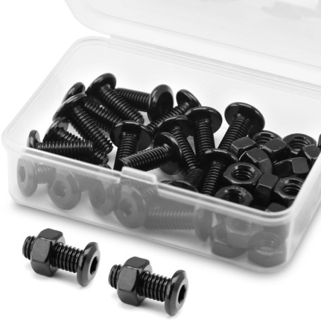 Kit de 20 Boulons et Écrous M6 en Acier Inoxydable Noir pour Meubles