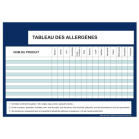 Tableau des Allergènes A4 Plastifié - Affichage Obligatoire pour Restauration