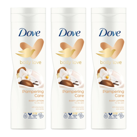 Dove Lotion Corporelle Hydratante Body Love - 3x400ml avec Beurre de Karité et Vanille