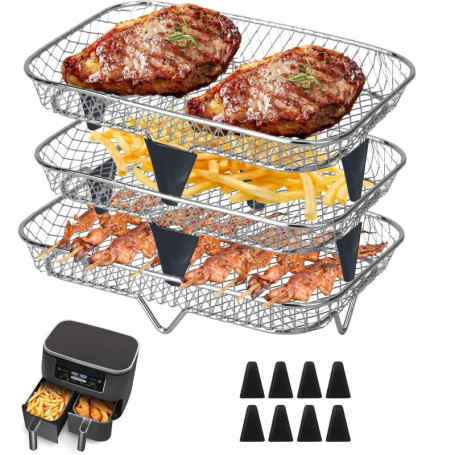 Grille Empilable en Acier Inoxydable pour Friteuse à Air Ninja - 3 Niveaux
