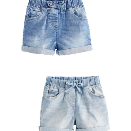 Shorts en Jean Fille avec Taille Élastique - Lot de 2