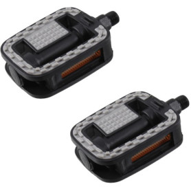 Paire de Pédales de Vélo Ville VTC Noir avec Réflecteur Orange - Confort Antidérapant