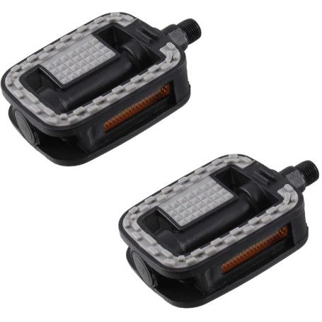 Paire de Pédales de Vélo Ville VTC Noir avec Réflecteur Orange - Confort Antidérapant