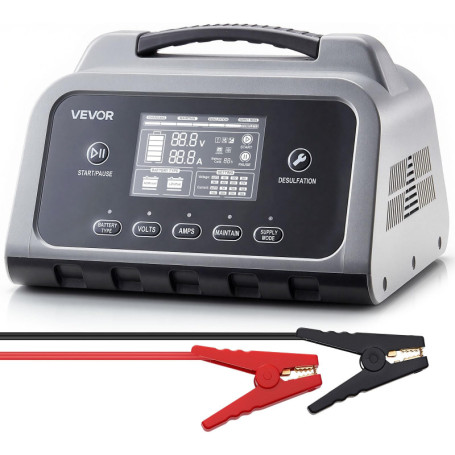 Chargeur de Batterie Intelligent VEVOR 30A pour Voiture et Moto - 6V/12V/24V avec Écran LCD