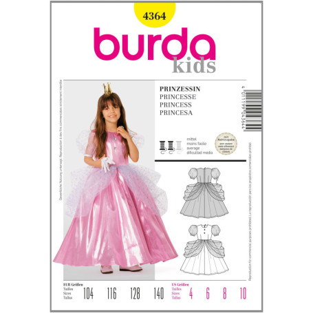 Patron de Couture Burda B4364 - Modèle Princesse 19x13 cm
