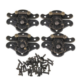 Lot de 4 Verrous Vintage en Bronze pour Boîtes à Bijoux et Meubles