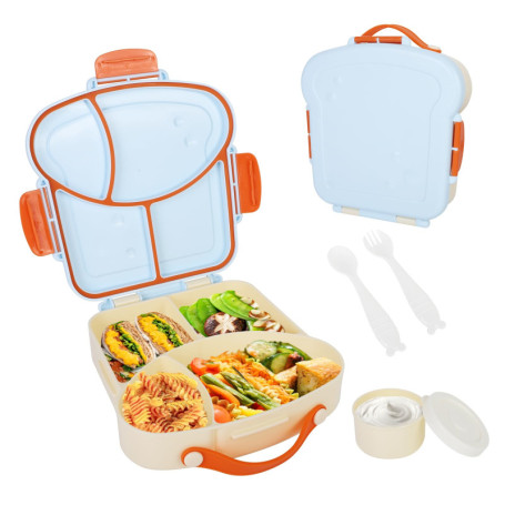 Cozary Boîte à Goûter Enfant 900 ml avec Compartiments et Poignée - Lunch Box Anti-Fuites