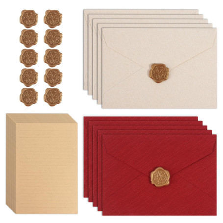 Coffret Vintage de Papeterie - 35 Feuilles et Enveloppes pour Invitations