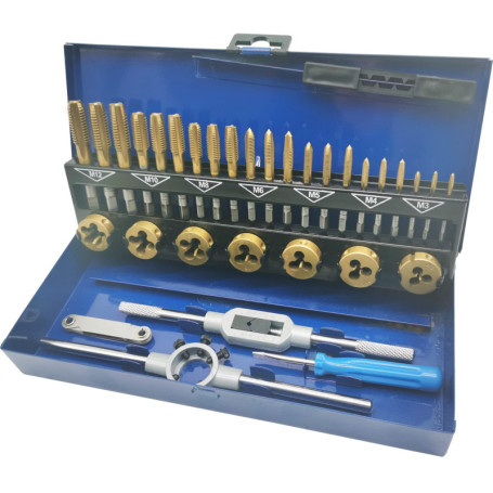 Jeu de Tarauds et Filières BRILLIANT TOOLS BT101950 - 32 Pièces en Titane