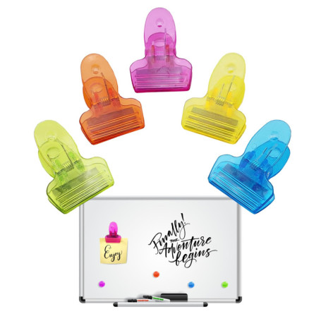 Lot de 5 Pinces Magnétiques Multicolores Leddy Living pour Réfrigérateur et Bureau