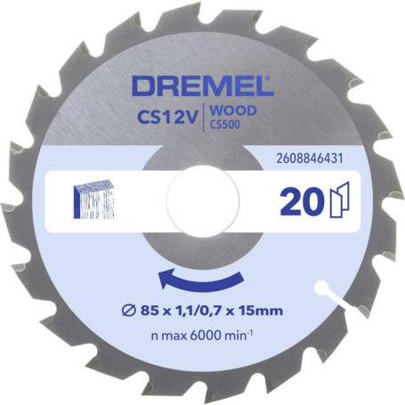 Lame de Scie Circulaire Dremel CS500 pour Bois - 85 x 1,1/0,7 mm