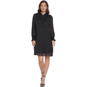 Robe Plissée à Manches Longues avec Nœud DKNY pour Femme