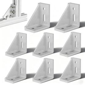 Lot de 8 Raccords d'Angle en Aluminium 40 x 80 mm - Connecteurs à 90° pour Support Mural