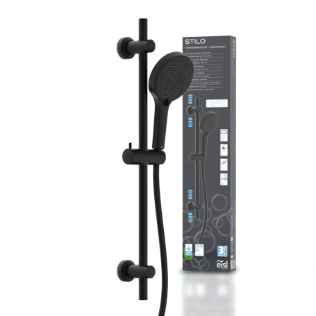 Ensemble de Douche EISL DX7076CSB STILO Noir Mat avec Pommeau 3 Fonctions