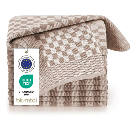 Lot de 5 Torchons de Cuisine en Coton Marron à Carreaux - Ultra-absorbants