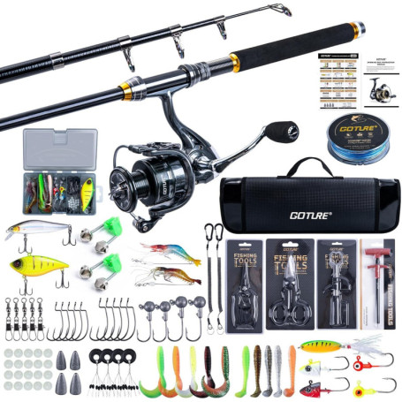 Ensemble de Pêche Goture avec Canne Télescopique en Carbone - 1,8 à 2,7 m