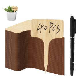 Ensemble de 40 Étiquettes en Bois pour Jardin - Marqueurs de Plantes T-Type