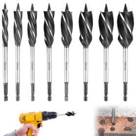 Lot de 8 forets hélicoïdaux professionnels pour le bois (10-25 mm)
