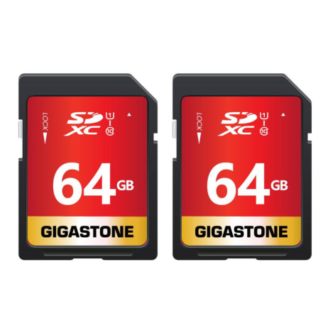Gigastone Lot de 2 Cartes Mémoire SDXC 64 Go - Vitesse 80 Mo/s pour Photos et Vidéos