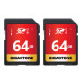 Gigastone Lot de 2 Cartes Mémoire SDXC 64 Go - Vitesse 80 Mo/s pour Photos et Vidéos