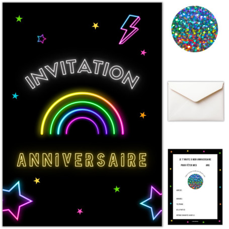 Cartes d'invitation à gratter anniversaire fille - Lot de 12 avec stickers et enveloppes