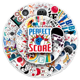 Lot de 50 autocollants bowling en vinyle imperméable pour enfants