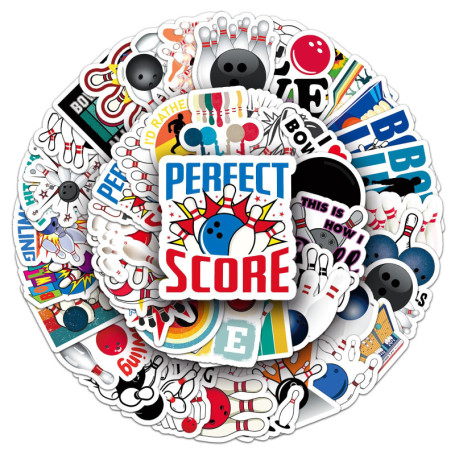 Lot de 50 autocollants bowling en vinyle imperméable pour enfants