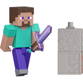 Figurine Steve Redstone Minecraft 8 cm avec Accessoire - Mattel