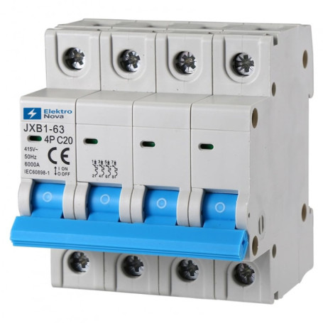Interrupteur Magnétothermique Triphasé 20A C20 - 4 Modules DIN
