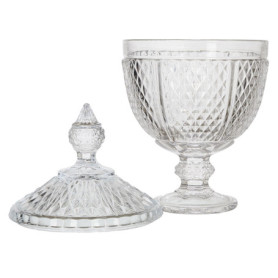 Bonbonnière en Verre Transparent en Forme de Diamant - 31 cm
