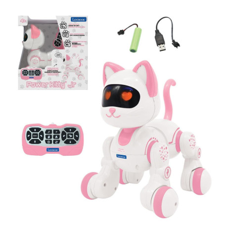 Lexibook Power Kitty Jr. - Chat Robot Télécommandé Interactif Rose/Blanc