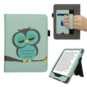 Étui Hibou Endormi pour Kindle Paperwhite - Protection Tendance Turquoise-Marron