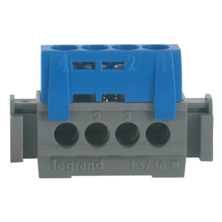 Bornier de Phase Legrand - 4 Bornes pour Câbles 1,5 à 16 mm² - Noir