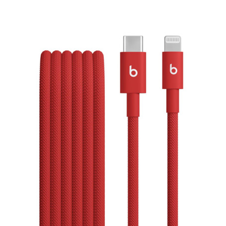 Câble USB-C vers Lightning Beats tissé 1,5 m - Charge rapide et anti-nœuds - Rouge flash