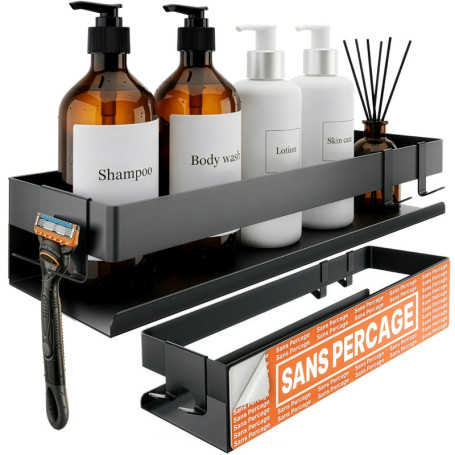 Étagère de Douche Minismus avec Crochets Mobiles et Barre de Sécurité
