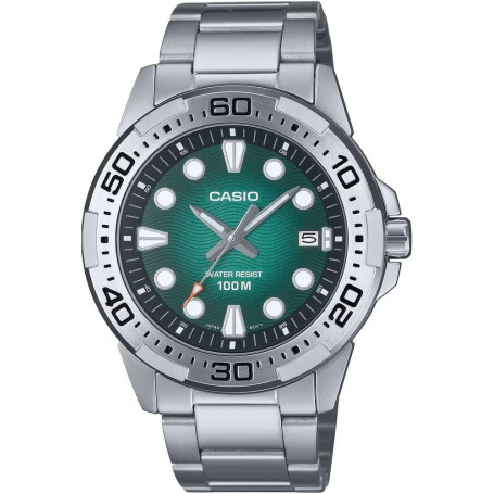 Montre Casio MTD-140D-3AVDF Homme - Cadran Vert en Acier Inoxydable