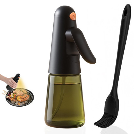 Pulvérisateur d'Huile en Verre 200 ml avec Pinceau - Design Anti-fuite et Ergonomique